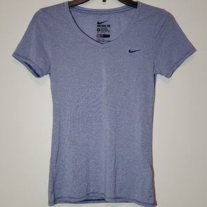 Nike Blue Striped Athletic Cut Top
